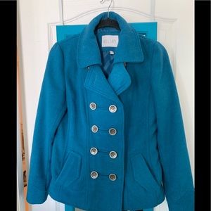 Delia*s fully lined teal pea coat sz M